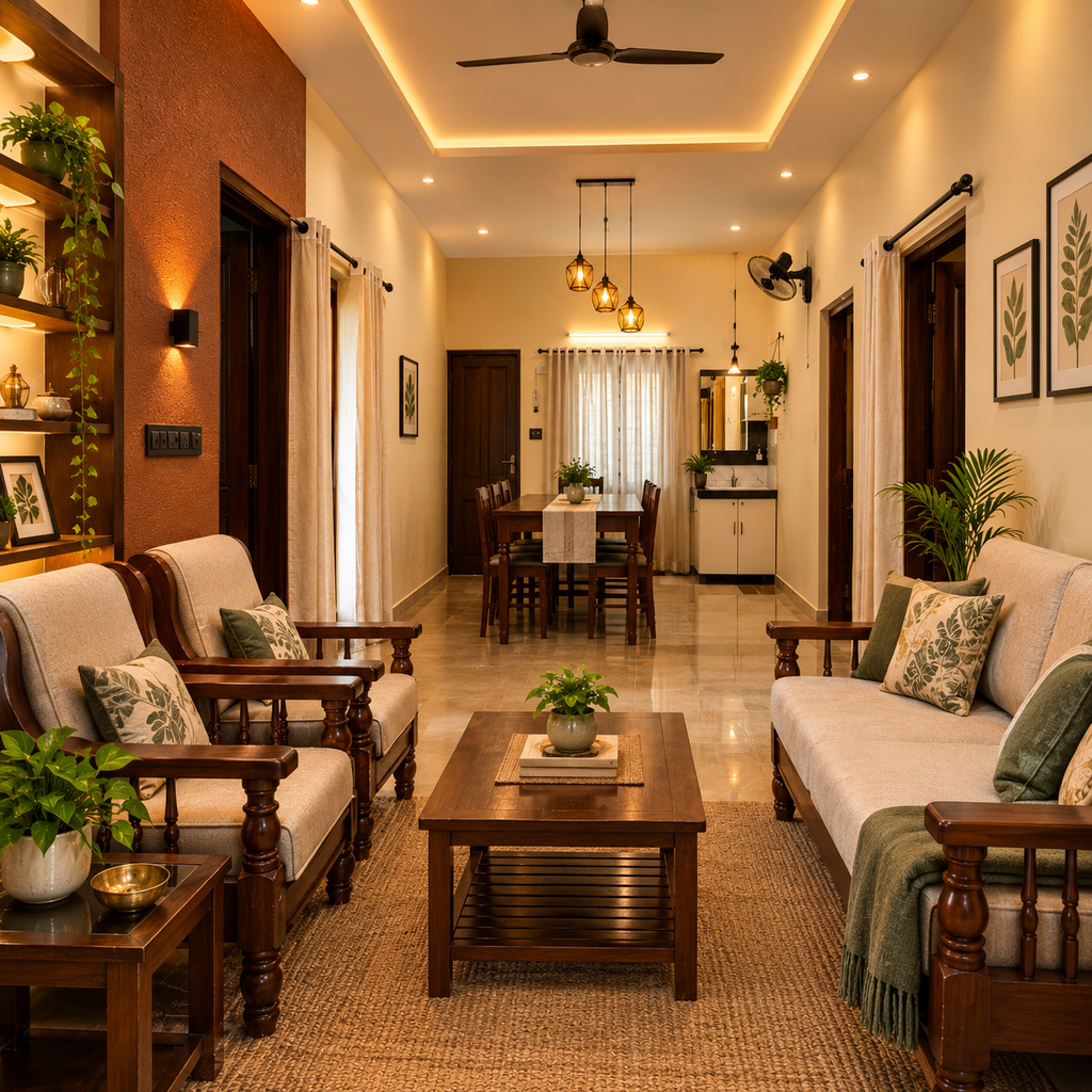 warm botanical living dining retreat